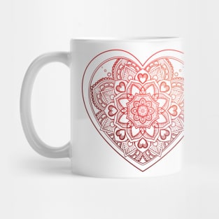 Heart in Mandala and Red zentangle patterns Mug